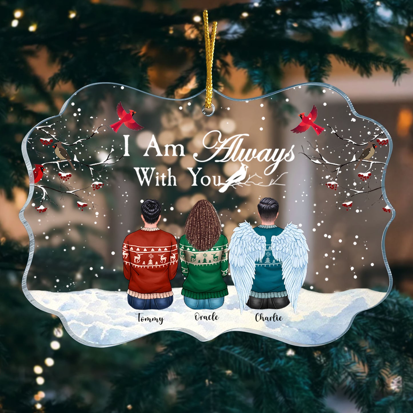 I Am Always With You - Personalized Acrylic Ornament - Family Hugging