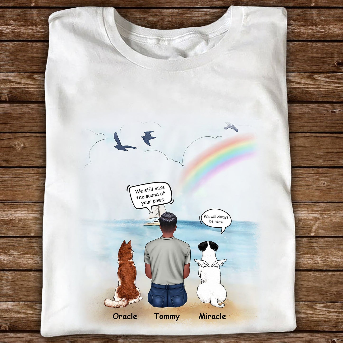 Personalisiertes Gedenkgeschenk „I Miss You“ Geschenke für Hundeliebhaber – personalisiertes, individuelles Unisex-T-Shirt