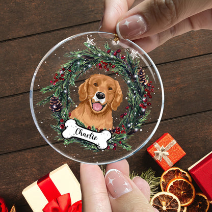 Pet Custom Photo Chrismas Personalized Circle Acrylic Ornament - Custom Shape Acrylic Ornament