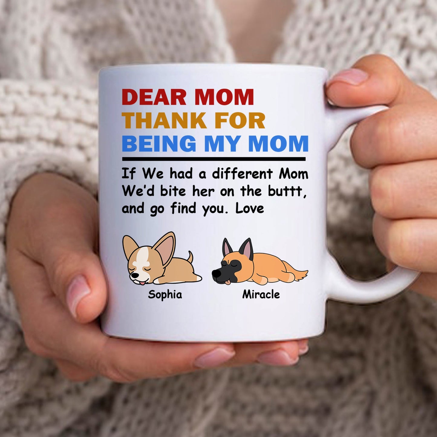 Danke, dass du meine Mama und mein Papa bist – Geschenk für Hundeliebhaber – personalisierte Tasse