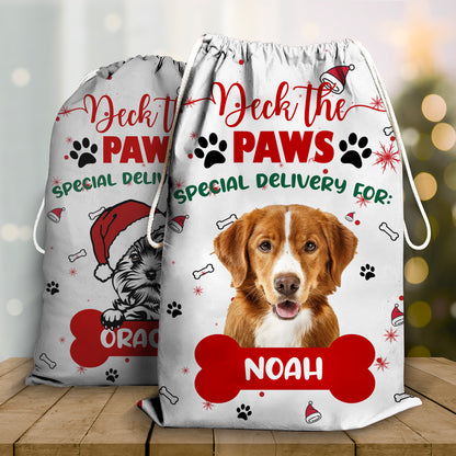 Deck The Paws Weihnachtssack „Lieber Weihnachtsmann, gute Hunde“ – personalisierter Weihnachtssack 