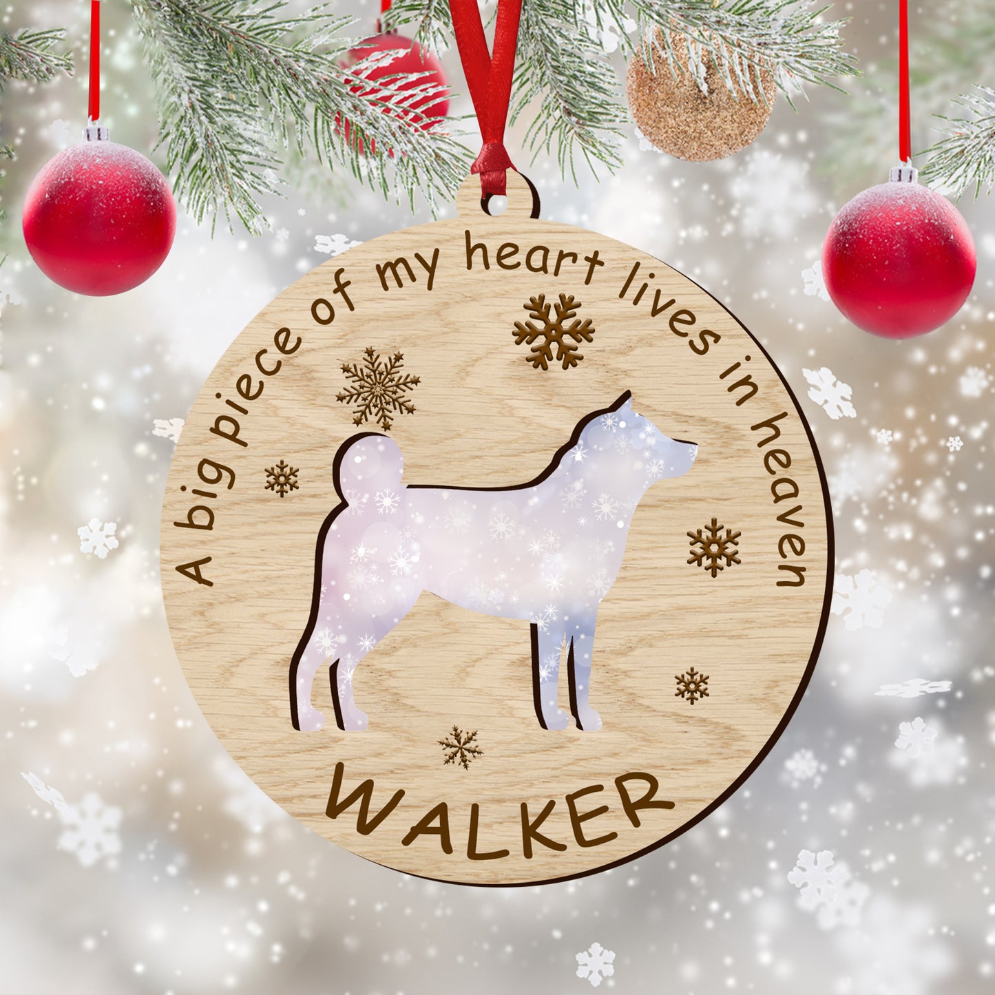 A Big Piece Of My Heart Lives In Heaven Ornament - Custom Shape Wood and Acrylic Ornament