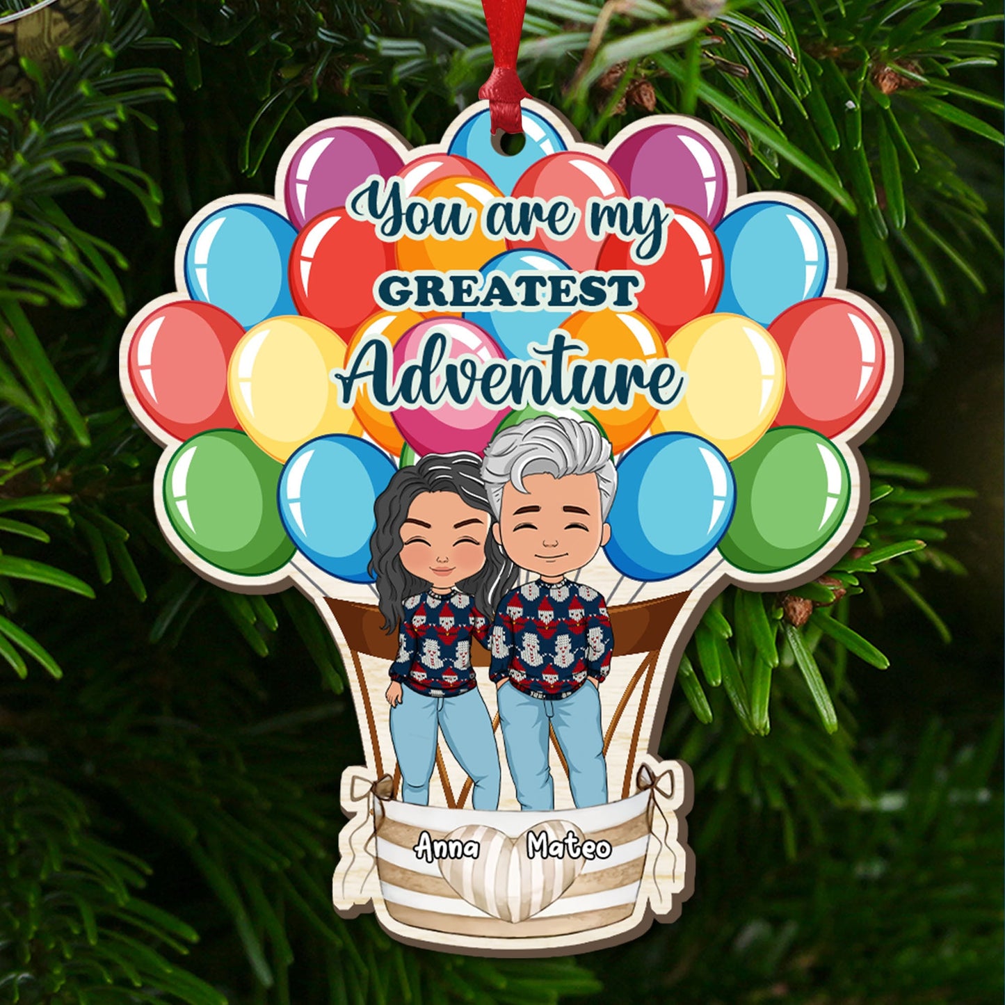 Weihnachtsschmuck „You Are My Greatest Adventure“ – Holzschmuck in individueller Form – 1 Lagen-Holzschmuck 