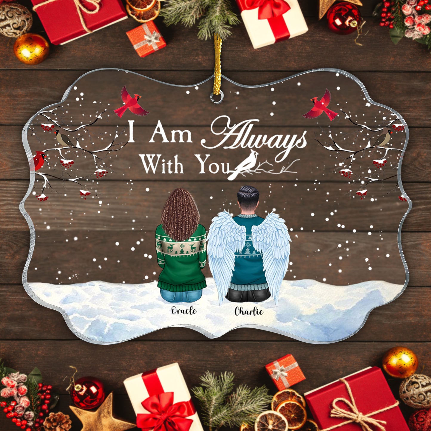 I Am Always With You - Personalized Acrylic Ornament - Family Hugging