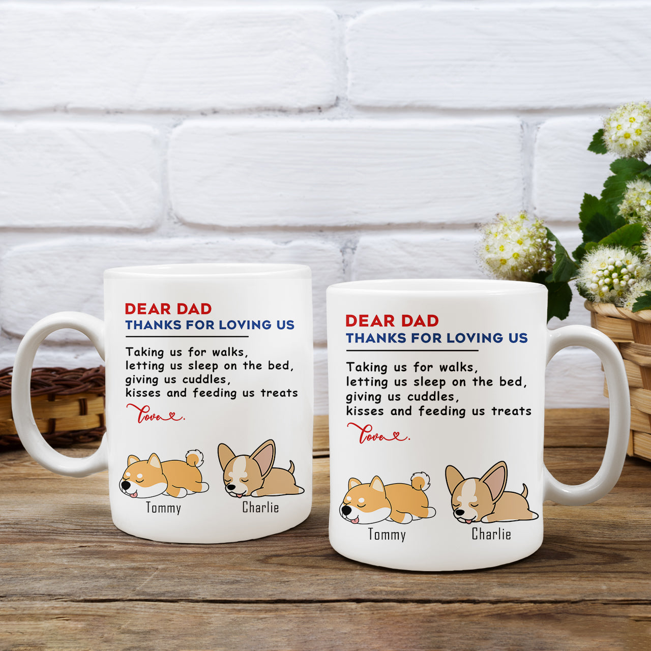 Personalized Dear Mom Dad Thanks For Loving Me - Custom Mugs Gift For Dog Lovers