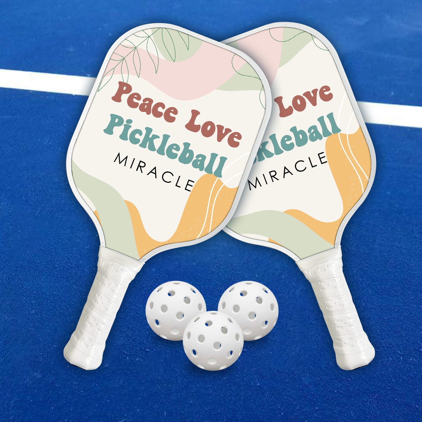 Peace Love Pickleball Personalisierter Name - Pickleball Schläger