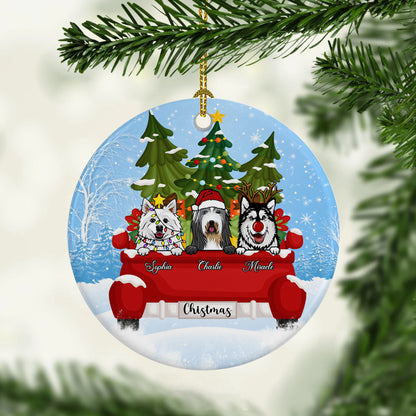 Christmas and Dogs, Personalized Ceramic Ornaments, Custom Gift for Dog Lovers