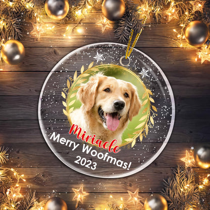 Merry Woofmas! Personalized Circle Acrylic Ornament - Custom Shape Acrylic Ornament