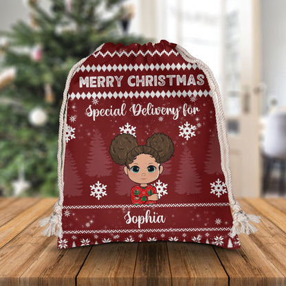 Merry Christmas Sack Special Delivery Christmas Bag - Personalized Custom Christmas Sack