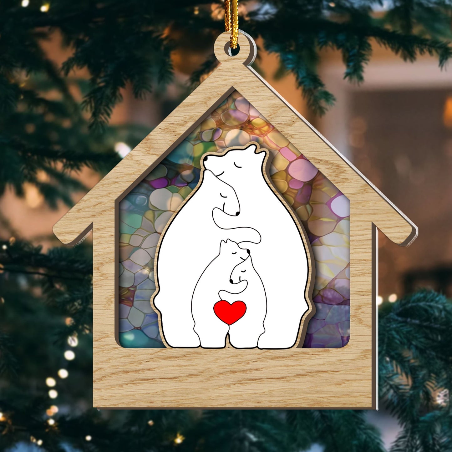 Weihnachtsschmuck Bär aus Holz – individuelle Form aus Holz und Acryl 