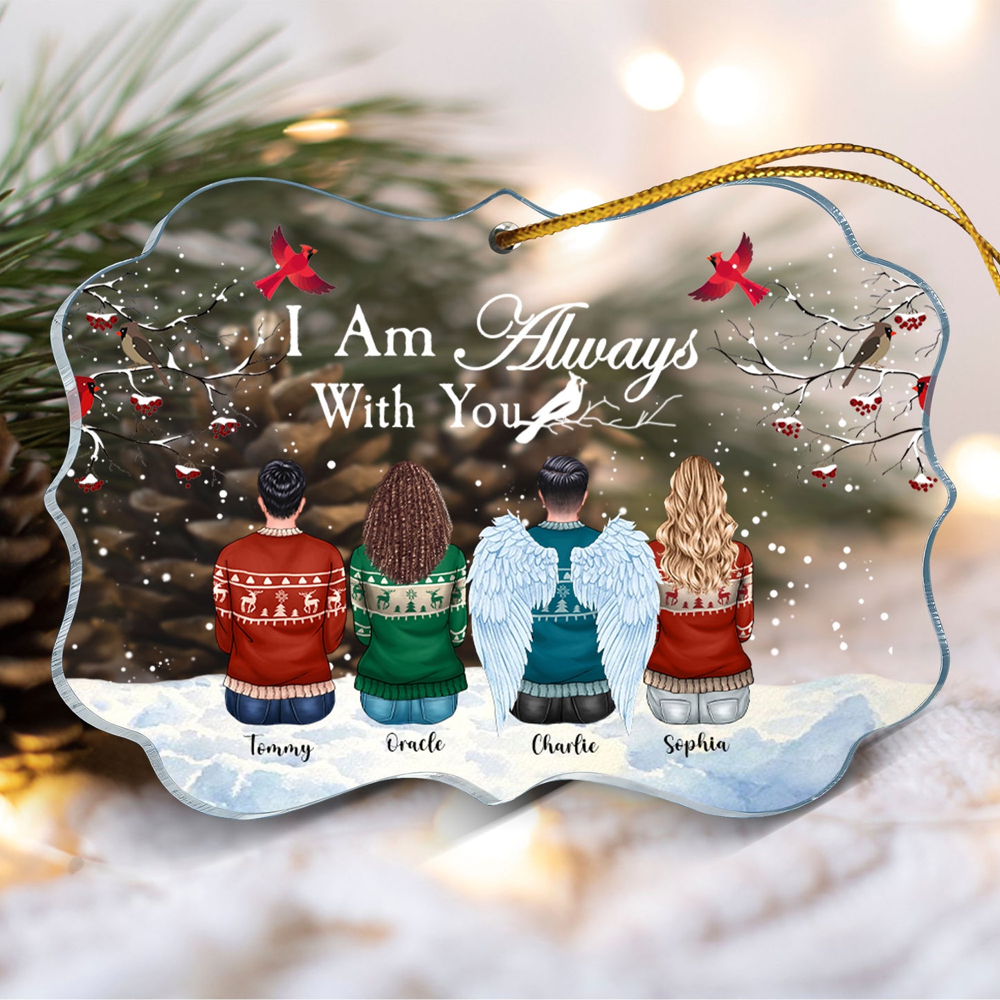 I Am Always With You - Personalized Acrylic Ornament - Family Hugging