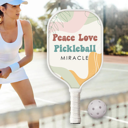 Peace Love Pickleball Personalisierter Name - Pickleball Schläger