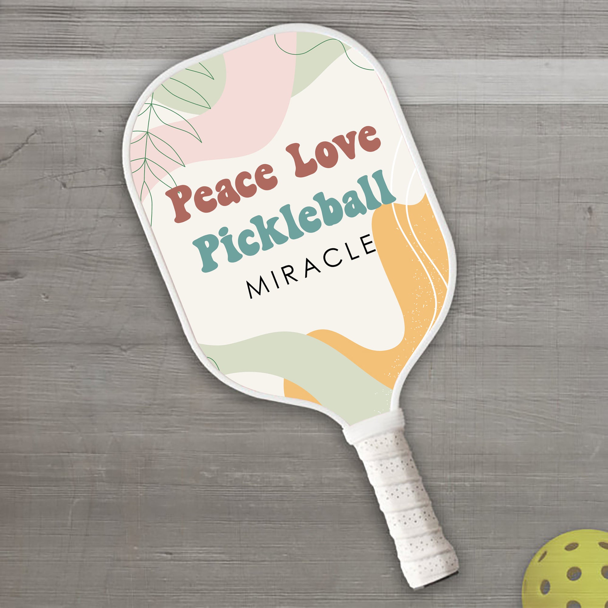 Peace Love Pickleball Personalized Custom Name - Pickleball Paddle