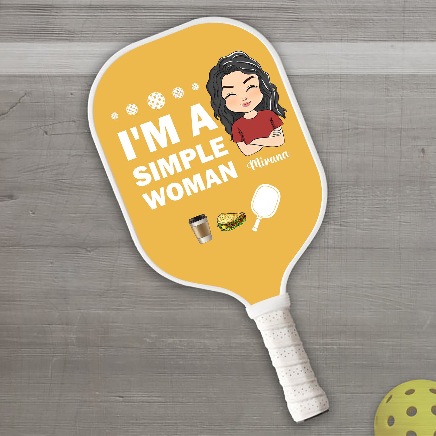 Ich bin eine einfache Frau - Geschenk für Frau, Geschenk für Mann - personalisiertes Pickleball-Paddel