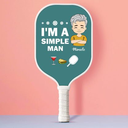 Ich bin eine einfache Frau - Geschenk für Frau, Geschenk für Mann - personalisiertes Pickleball-Paddel