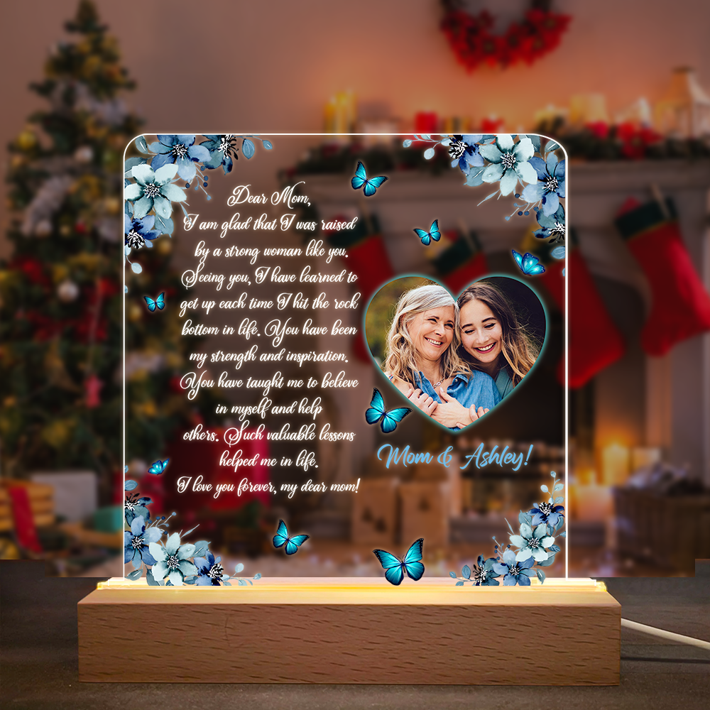 Mother And Daghter Moments Thank You Letter For Your Mother Butterflies And Flowers - Night Light Plaque