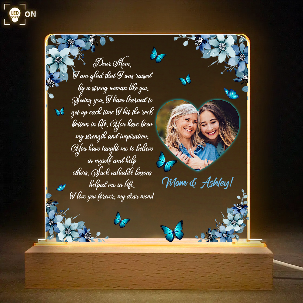 Mother And Daghter Moments Thank You Letter For Your Mother Butterflies And Flowers - Night Light Plaque