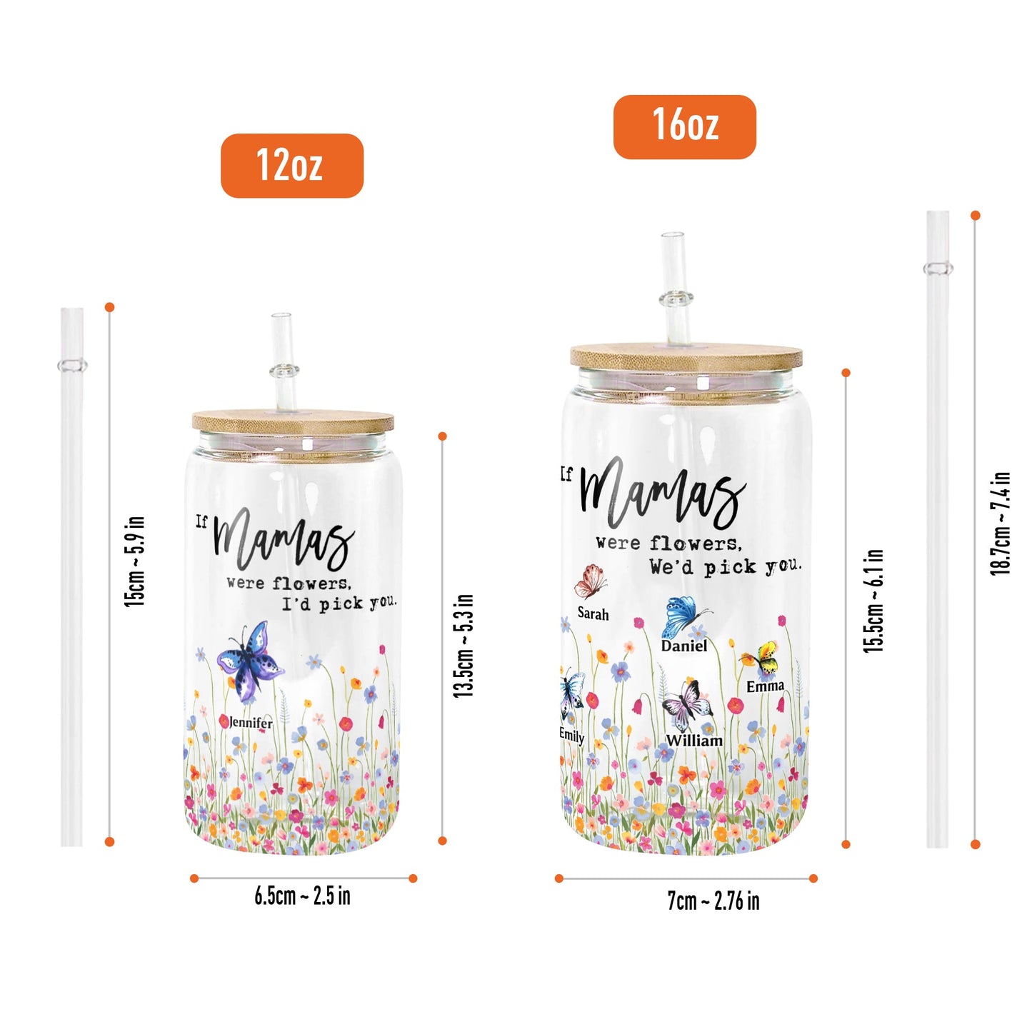 Mother And Grandmother Garden If You Are A Flower We Would Pick You Glass Bottle/Frosted Bottle With Lid & Straw Mother Gift - Personalized Glass Bottle