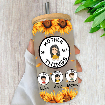 Mother Of All Things Best Gift For Mom Glass Bottle/Frosted Bottle With Lid & Straw Mother Gift - Personalized Glass Bottle