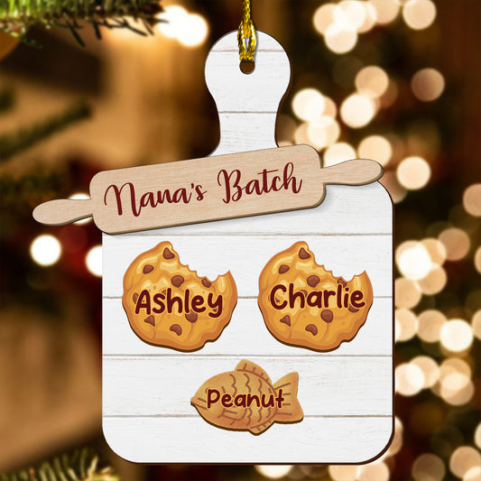 Nana Batch Cookie Grandkids Best Gift For Grandma - Custom Shape Wood Ornament - Wood Ornament 2 Layered