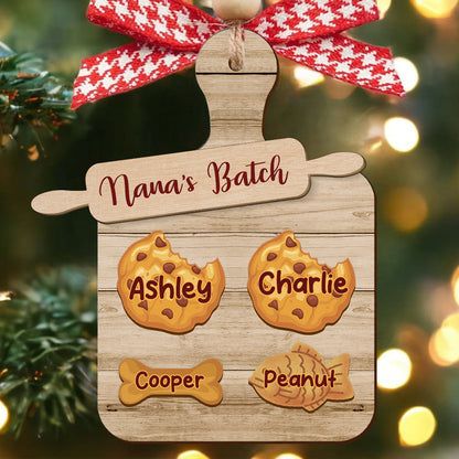 Nana Batch Cookie Grandkids Best Gift For Grandma - Custom Shape Wood Ornament - Wood Ornament 2 Layered