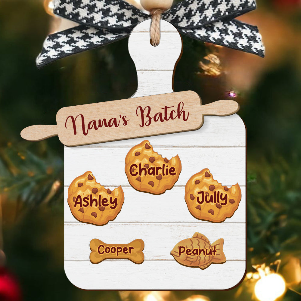 Nana Batch Cookie Grandkids Best Gift For Grandma - Custom Shape Wood Ornament - Wood Ornament 2 Layered