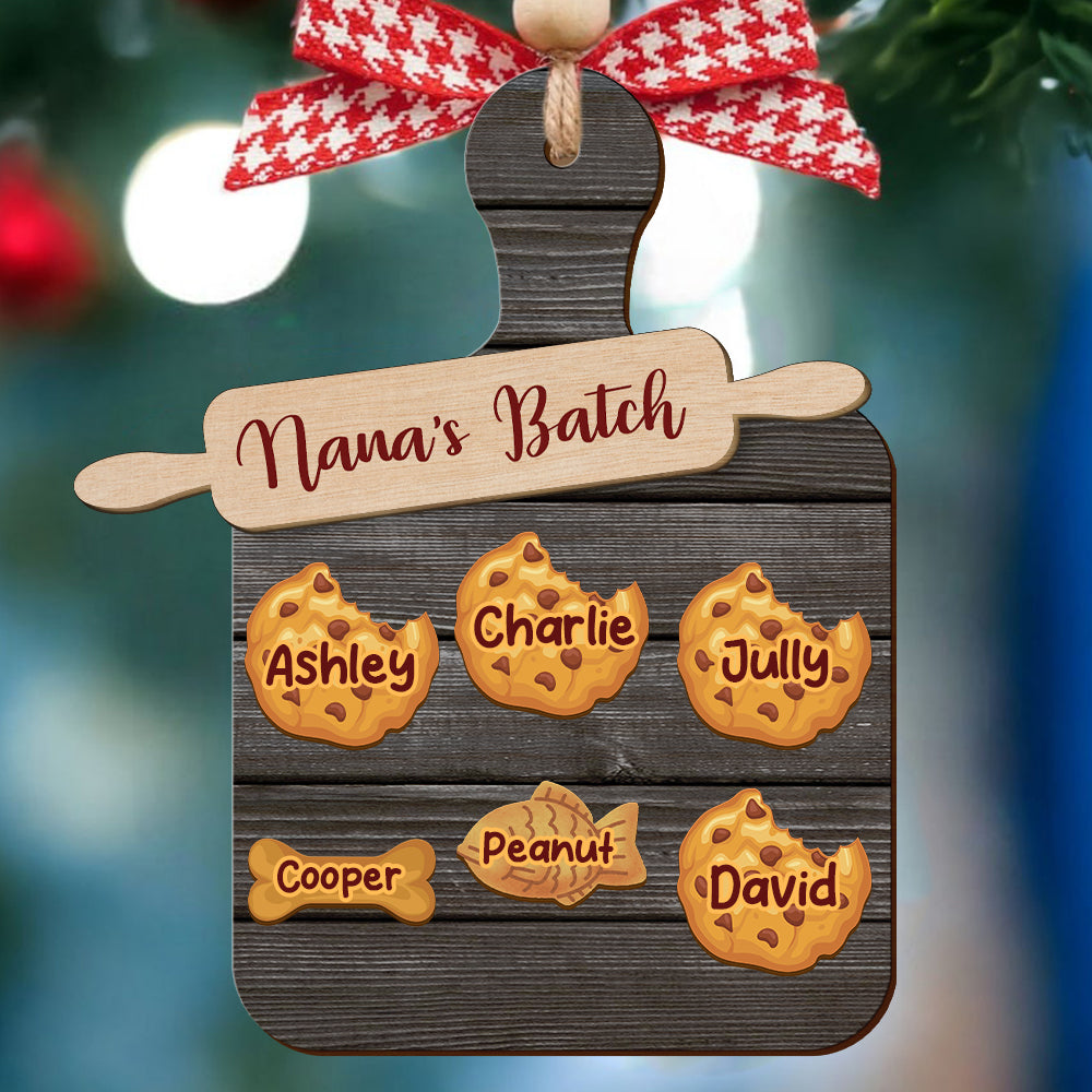 Nana Batch Cookie Grandkids Best Gift For Grandma - Custom Shape Wood Ornament - Wood Ornament 2 Layered