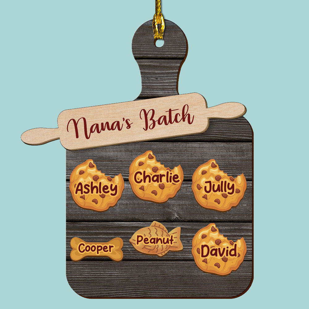 Nana Batch Cookie Grandkids Best Gift For Grandma - Custom Shape Wood Ornament - Wood Ornament 2 Layered