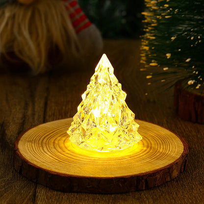 Acrylic Christmas Tree Night Light, Gifts for Holiday Party Xmas, Romantic Crystal Style Table Lamp Diamond design, Mini 3.2 inch Tabletop Decor for Bedroom Living/Dinning Room Table Centerpiece Decoration