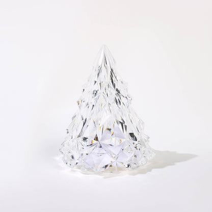 Acrylic Christmas Tree Night Light, Gifts for Holiday Party Xmas, Romantic Crystal Style Table Lamp Diamond design, Mini 3.2 inch Tabletop Decor for Bedroom Living/Dinning Room Table Centerpiece Decoration