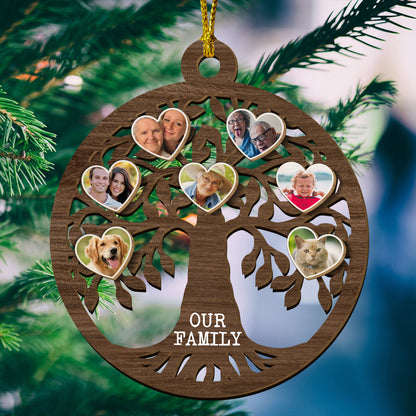 Our Family Tree We Are Together In Christmas Happiness - Custom Shape Wood Ornament - Wood Ornament 2 Layered