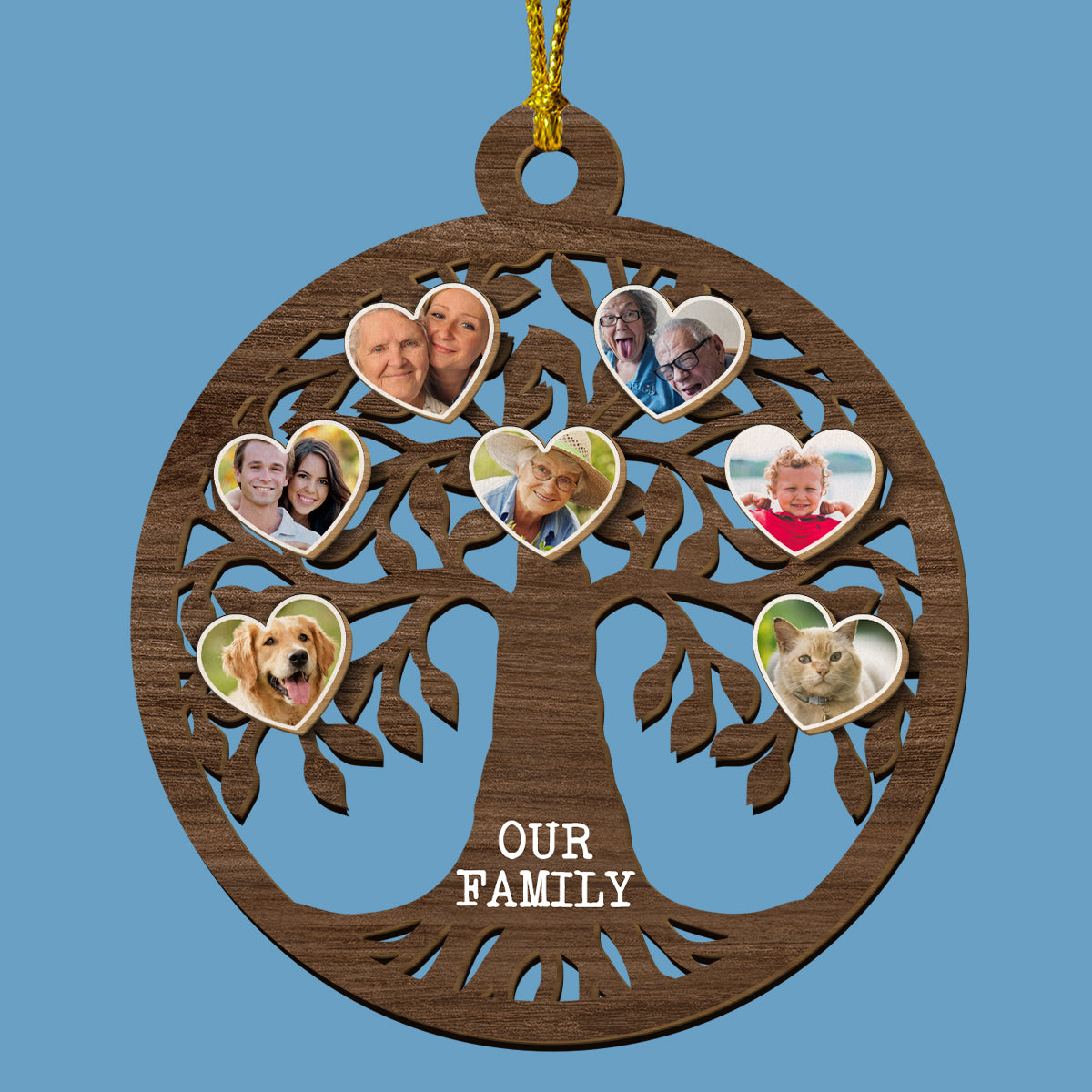 Our Family Tree We Are Together In Christmas Happiness - Custom Shape Wood Ornament - Wood Ornament 2 Layered