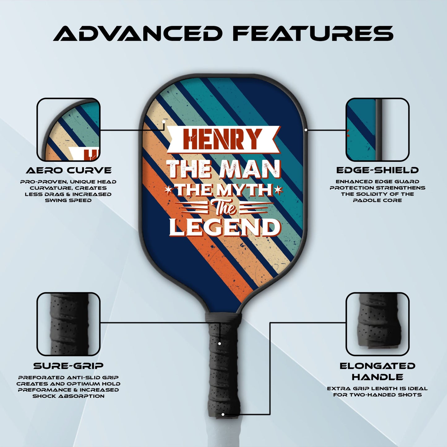 The Man The Myth The Legend Personalized Custom Name - Pickleball Paddle