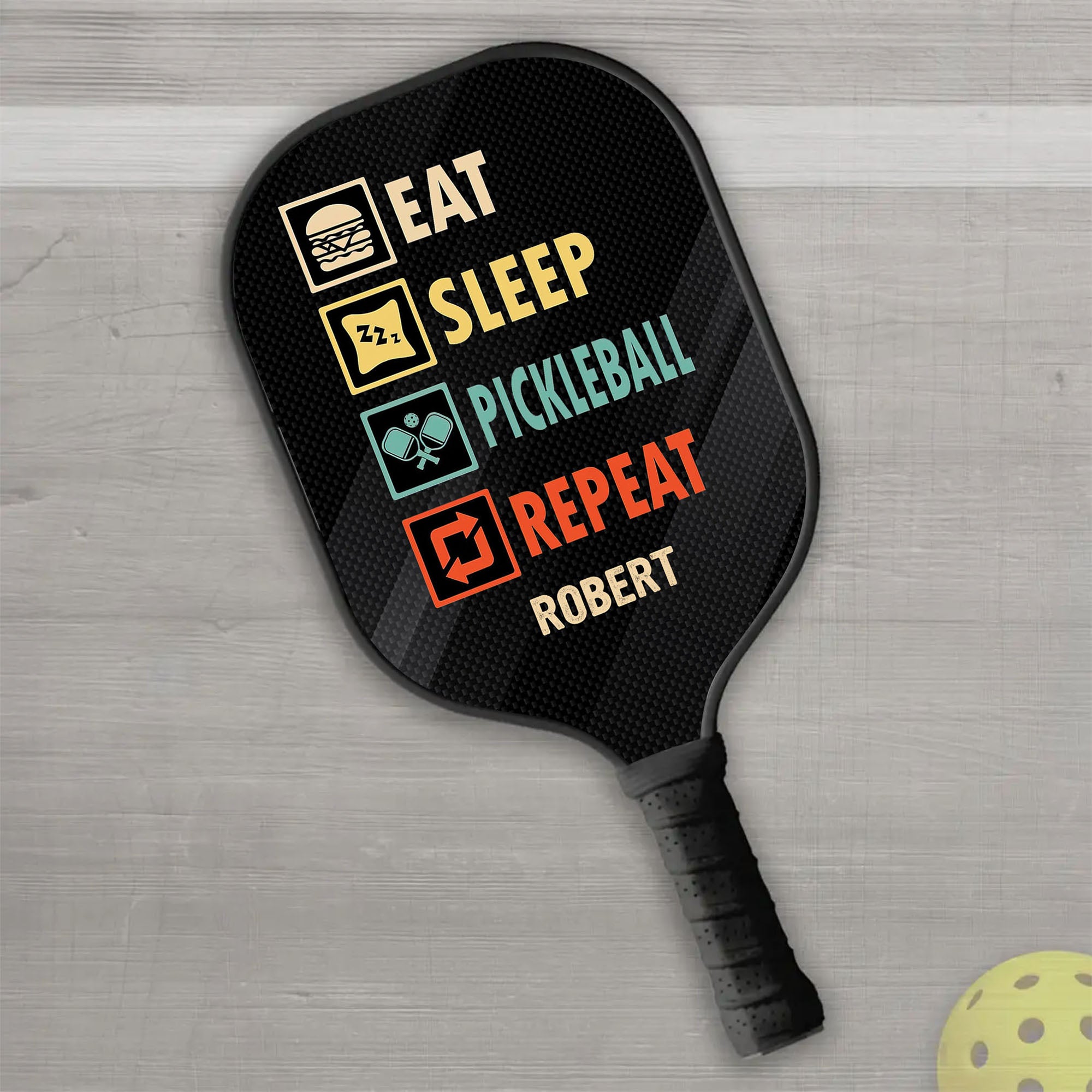 Eat Sleep Pickleball Repeat Personalized Custom Name - Pickleball Paddle