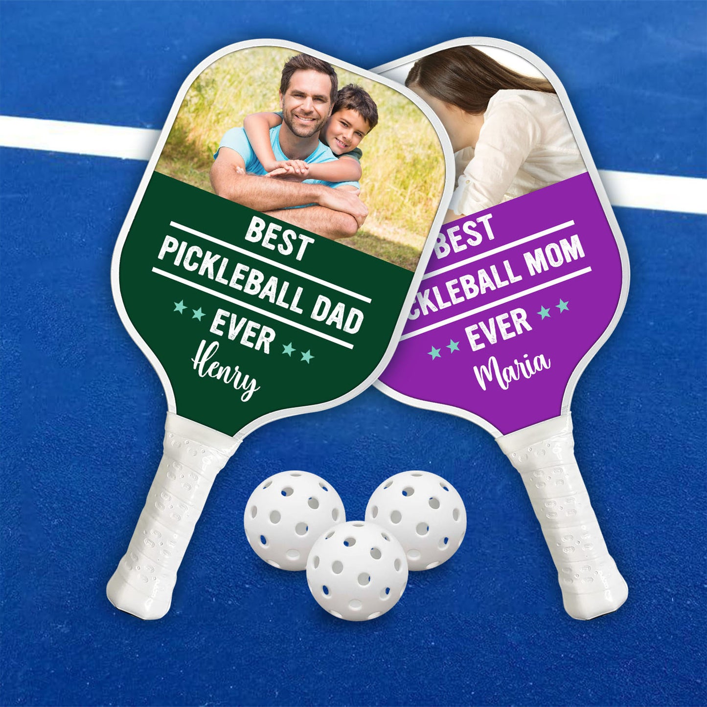 Bester Pickleball-Vater und beste Pickleball-Mama aller Zeiten! Pickleball personalisierter benutzerdefinierter Name - Pickleball-Schläger