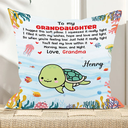 Personalized Custom Icon Turtle Hug This Pillow, Gift For Granddaughter, Gift For Grandson