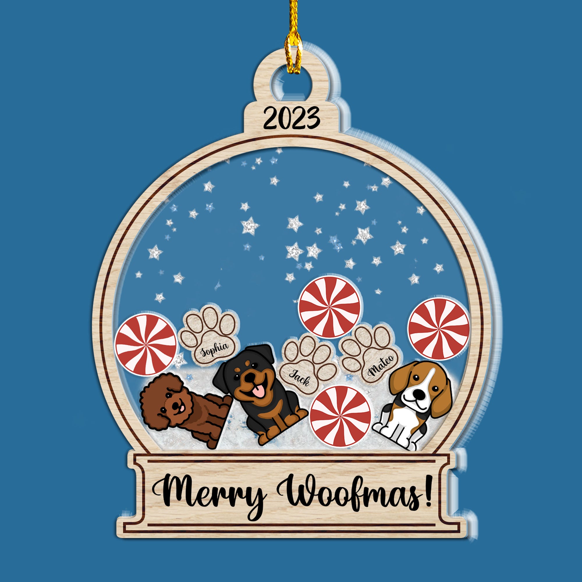Merry Woofmas Candy Personlized Family Gift - Personalized Custom Shaker Ornament