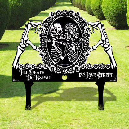 Skull Couple Till Death Do Us Part Best Gift For Couple - Custom Garden Metal Sign