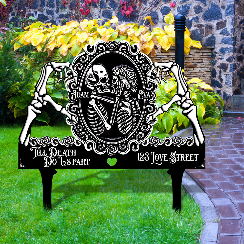 Skull Couple Till Death Do Us Part Best Gift For Couple - Custom Garden Metal Sign