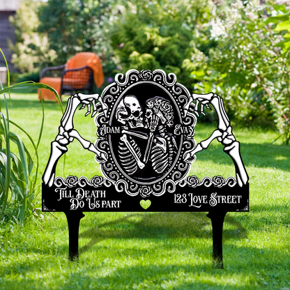 Skull Couple Till Death Do Us Part Best Gift For Couple - Custom Garden Metal Sign