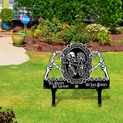 Skull Couple Till Death Do Us Part Best Gift For Couple - Custom Garden Metal Sign