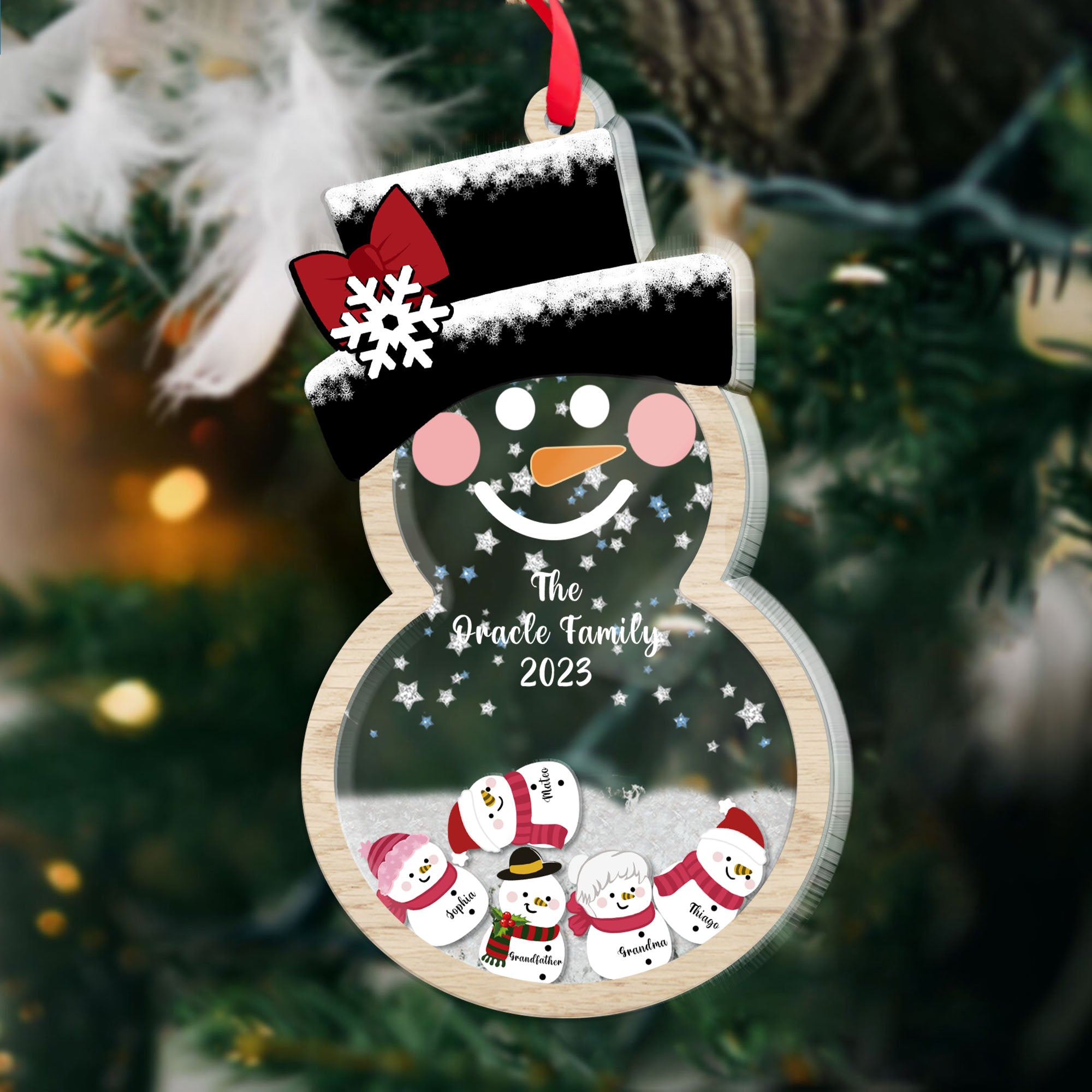 Snowman Family Gift Wonderful Year Christmas Ornament - Custom Snowman Ornament
