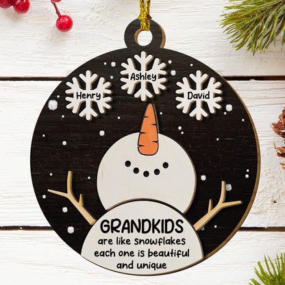 Schneemann Oma mit Schneeflocken Enkelkinder Bestes Geschenk für Oma - Individuelle Form Holzornament - Holzornament 2-lagig