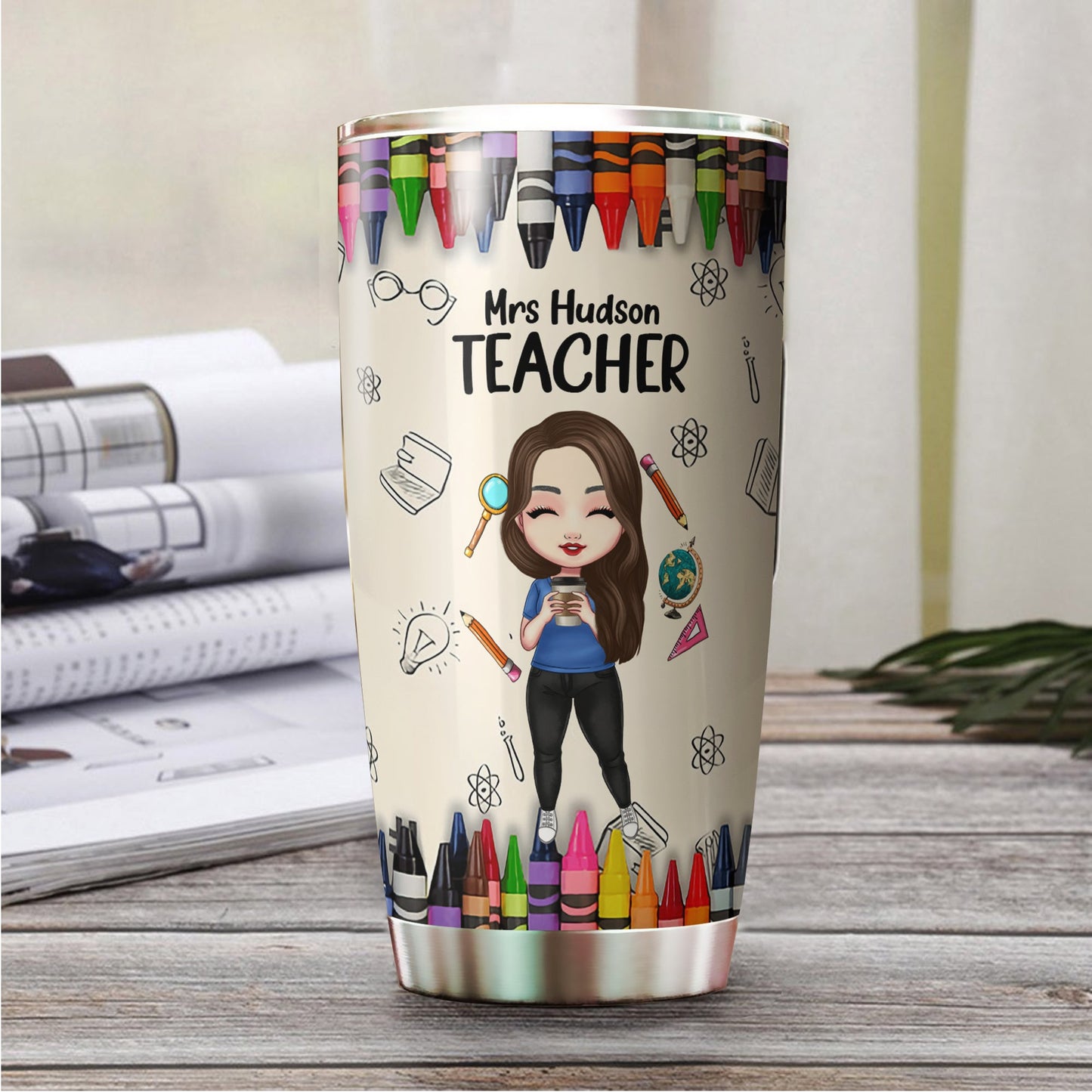 Personalisierter Lehrerbecher „Teach Love Inspire“, Geschenk für Lehrer, Back to School-Becher für Lehrer