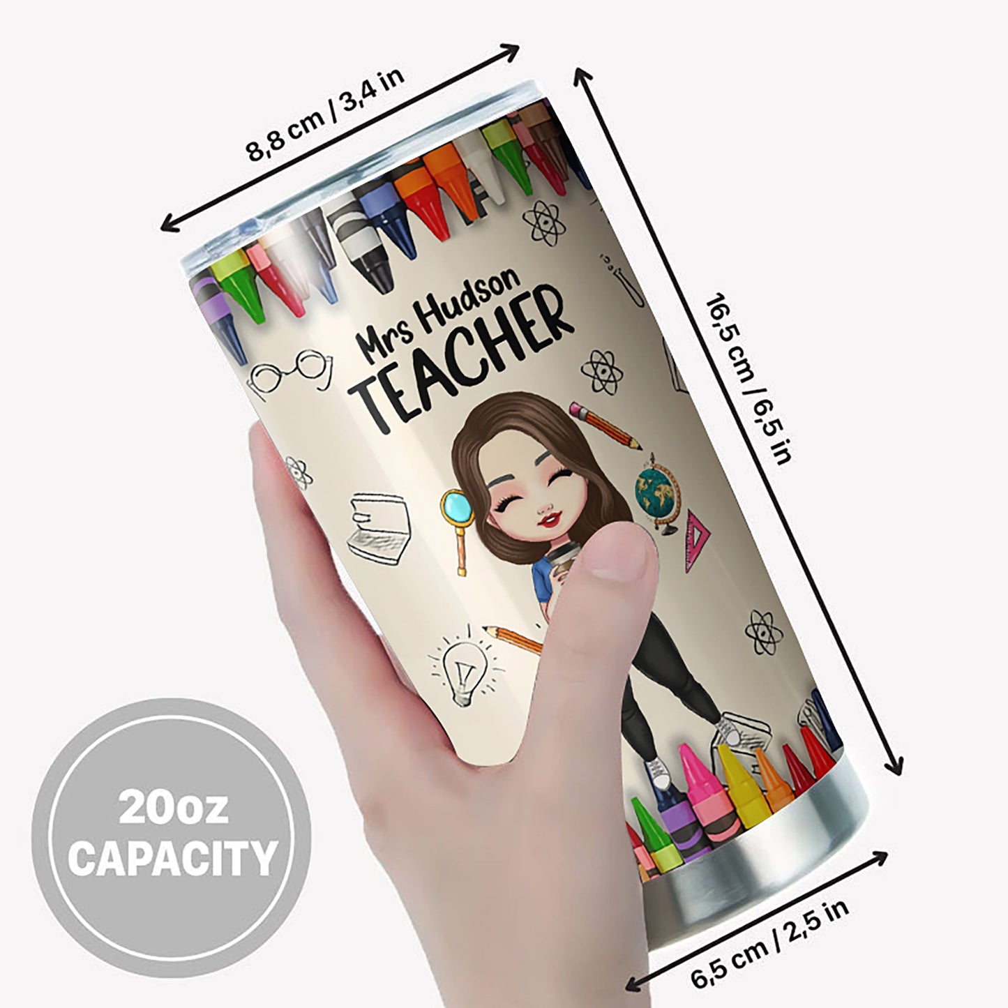 Personalisierter Lehrerbecher „Teach Love Inspire“, Geschenk für Lehrer, Back to School-Becher für Lehrer