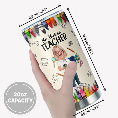 Personalisiertes Foto Custom Teach Love Inspire Tumbler, Lustiges Geschenk für Lehrer