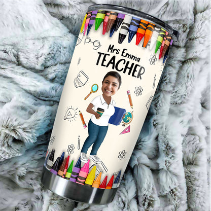 Personalisiertes Foto Custom Teach Love Inspire Tumbler, Lustiges Geschenk für Lehrer