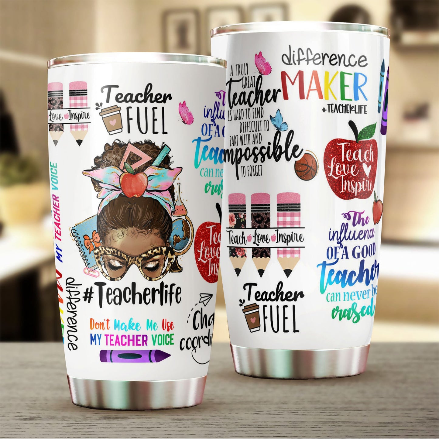 Personalized Teacher Life Appreciation Messy Bun Tumbler, Meaningful Gift For Teacher