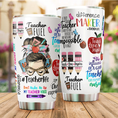 Personalisierter Messy Bun Tumbler zur Wertschätzung des Lehrerlebens, Bedeutungsvolles Geschenk für Lehrer