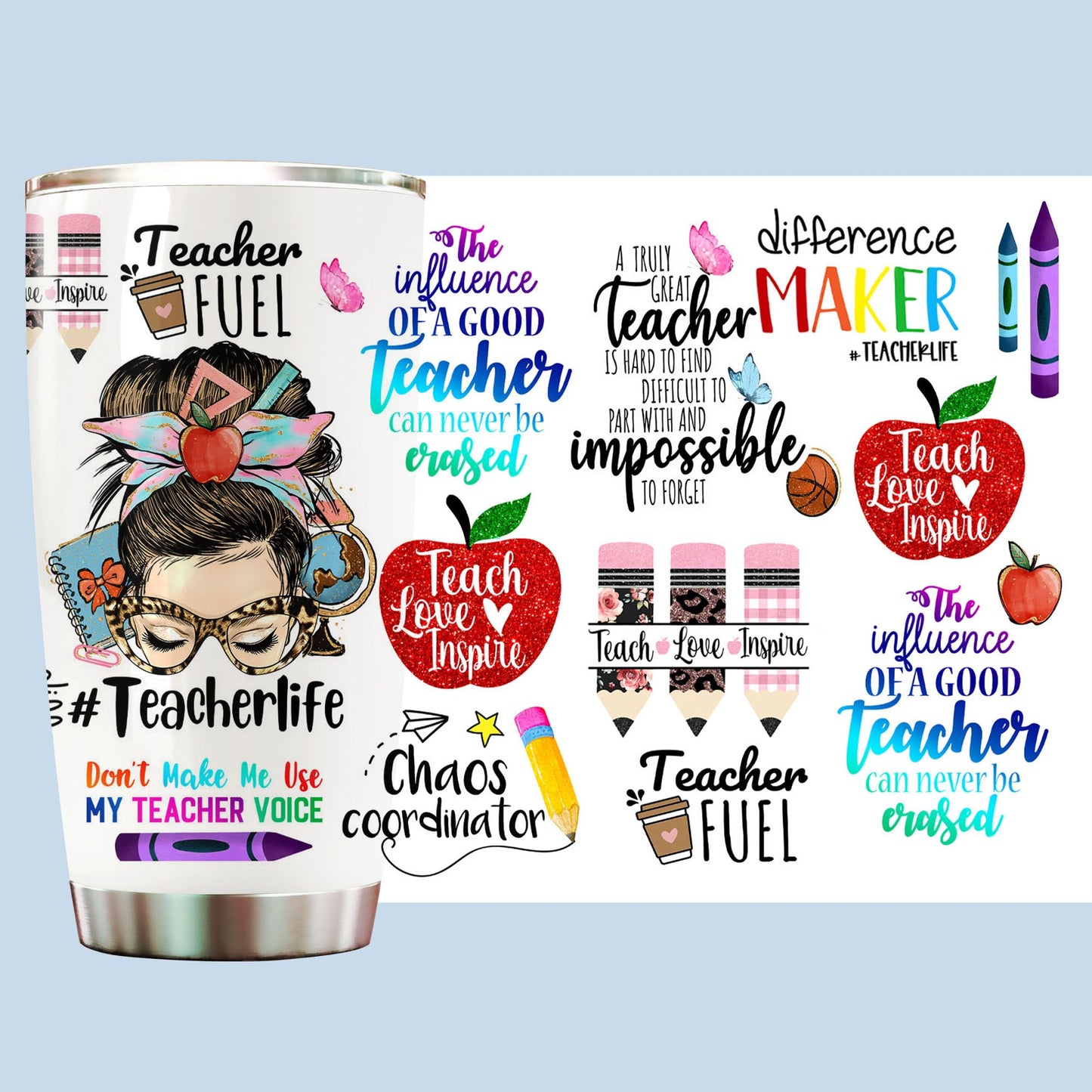 Personalisierter Messy Bun Tumbler zur Wertschätzung des Lehrerlebens, Bedeutungsvolles Geschenk für Lehrer